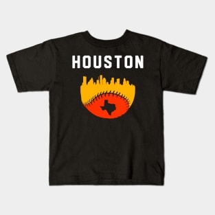 Houston Texas Cityscape Baseball Kids T-Shirt